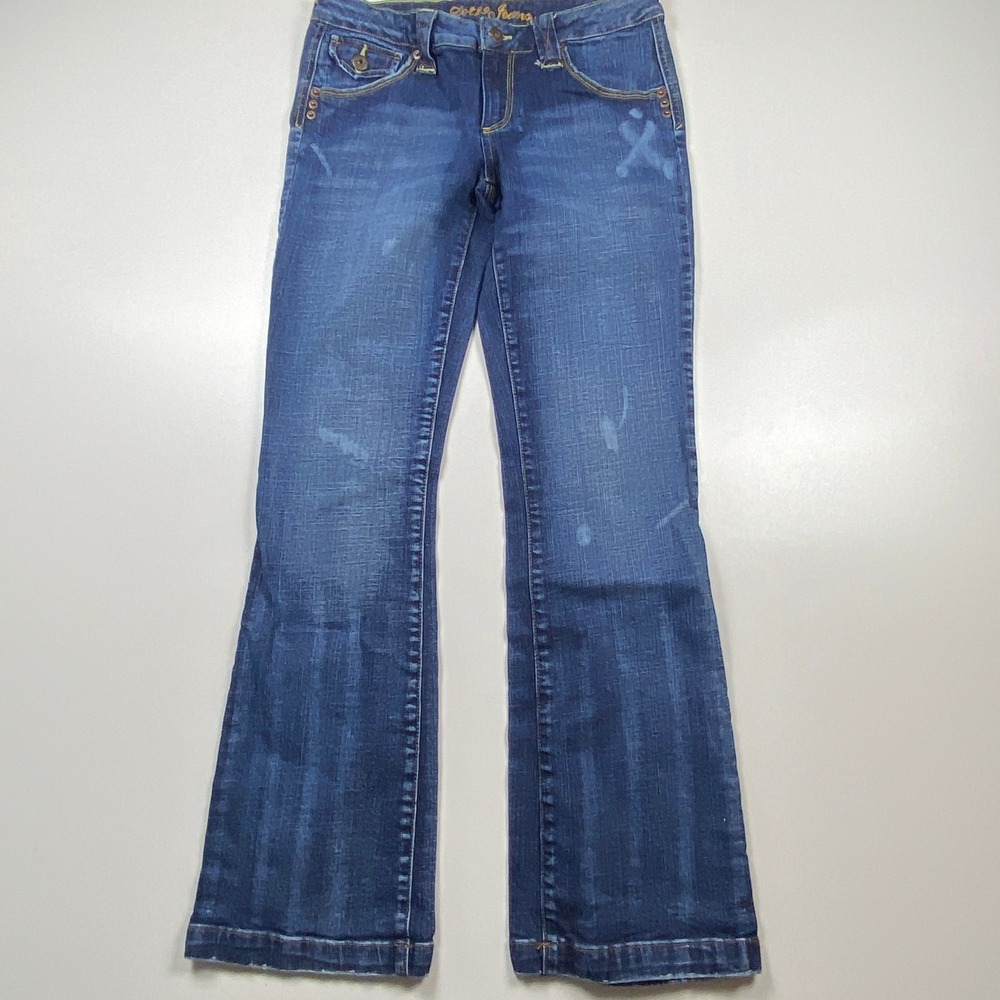 Lot 29 Bootcut Jeans Size 9 (29) Dark Wash Distressed Low Rise Blue Denim Pants